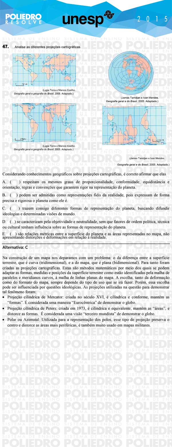 Questão 47 - 1ª Fase - UNESP 2015