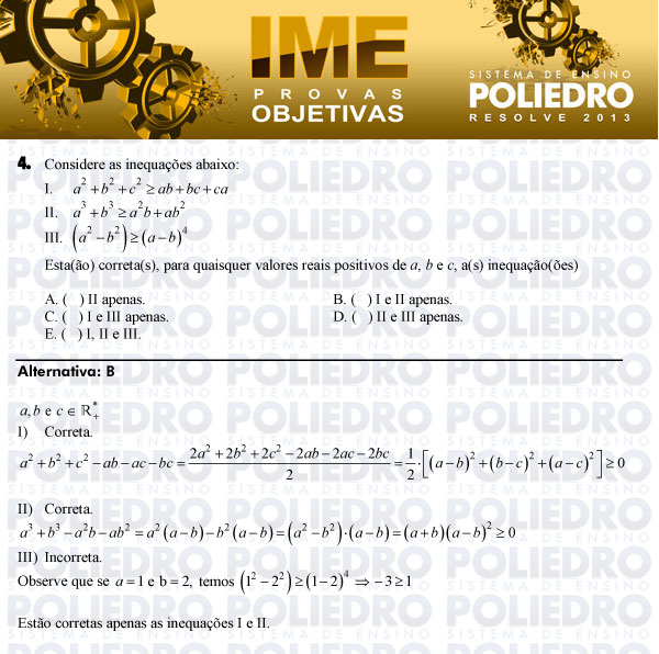 Questão 4 - Objetiva - IME 2013