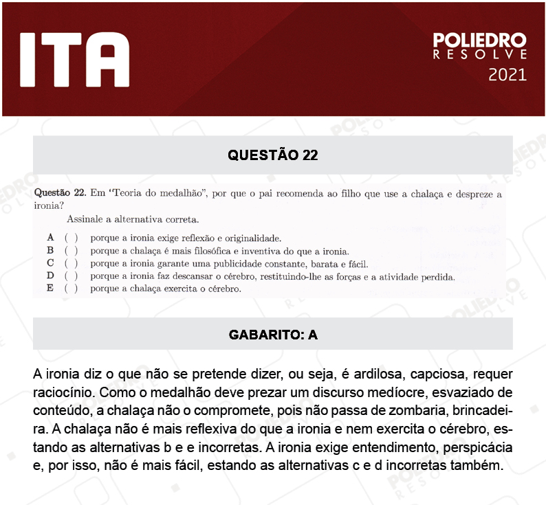 Questão 22 - 1ª Fase - ITA 2021