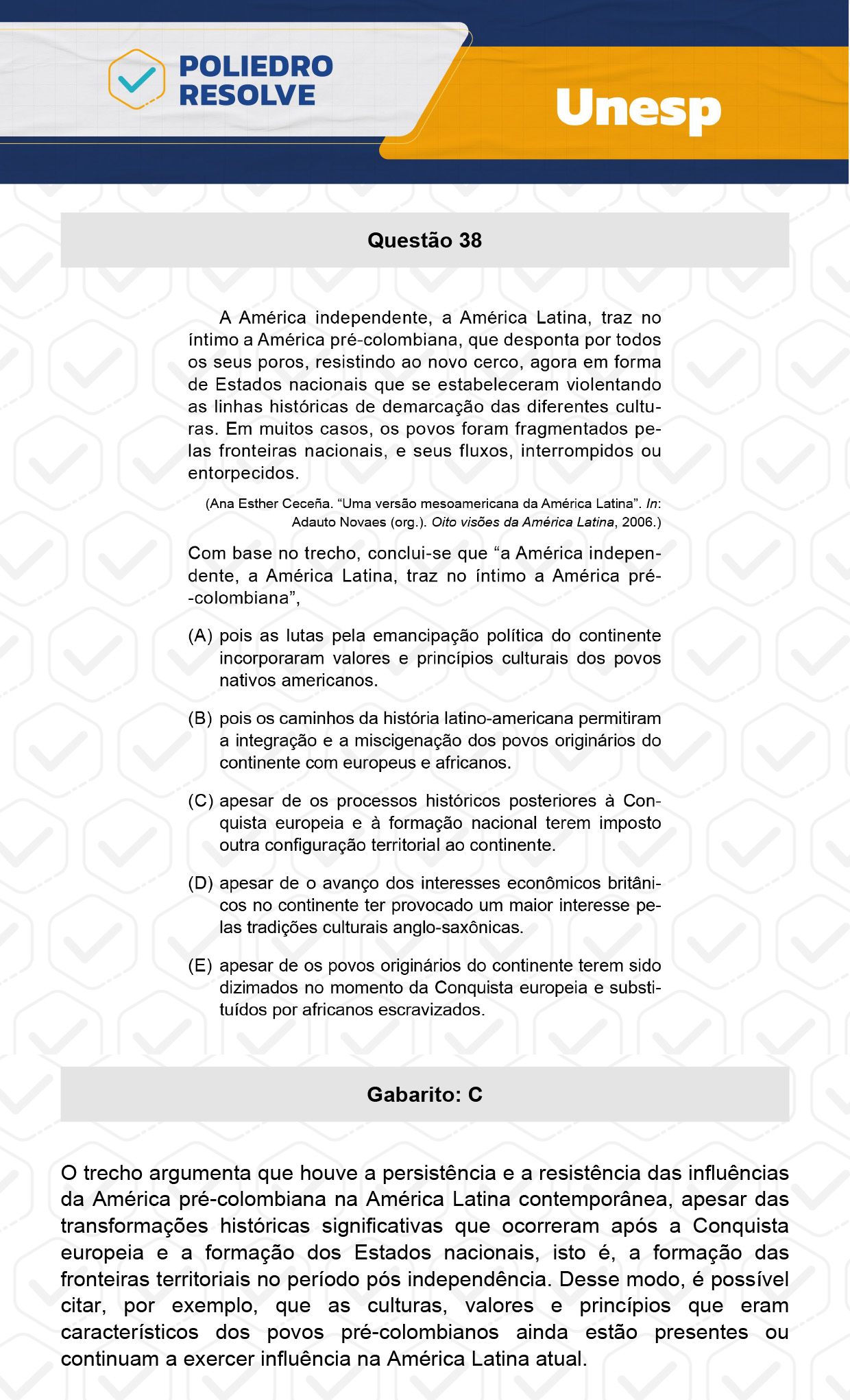 Questão 38 - 1ª Fase - UNESP 2024