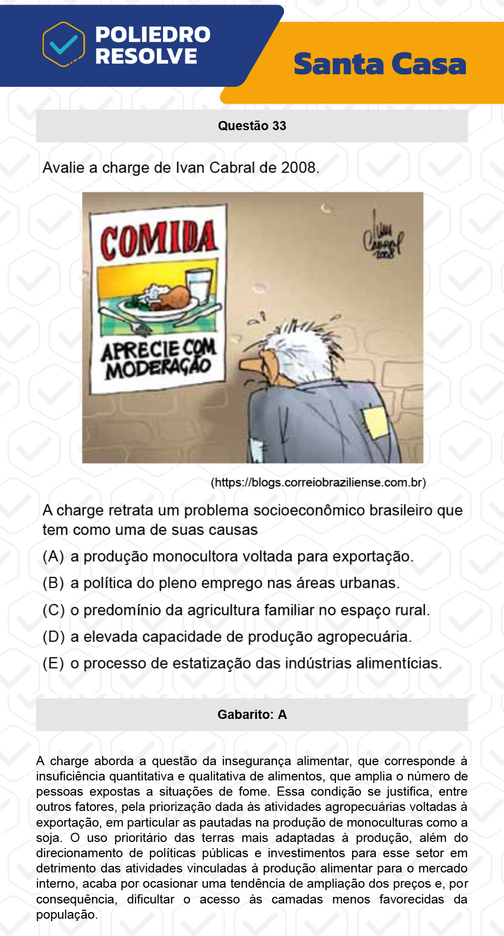 Questão 33 - 1º Dia - SANTA CASA 2023