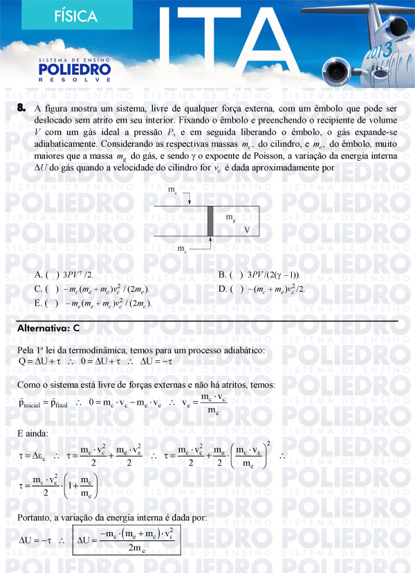 Questão 8 - Física - ITA 2013