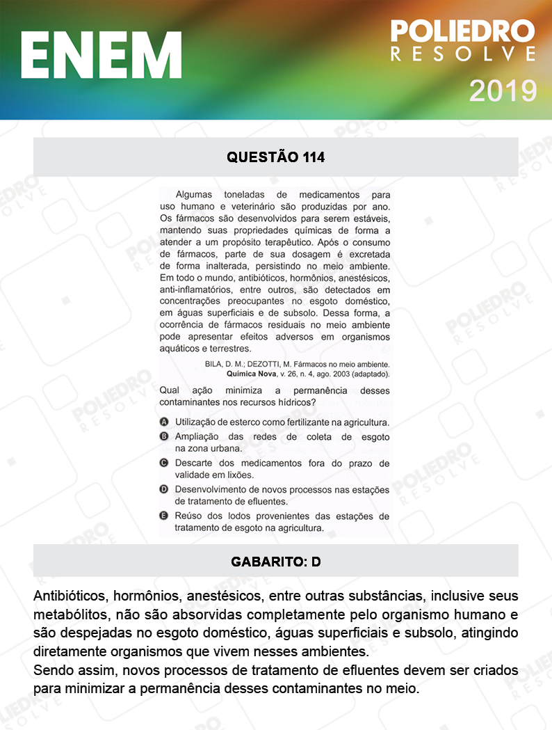 Questão 114 - 2º DIA - PROVA CINZA - ENEM 2019