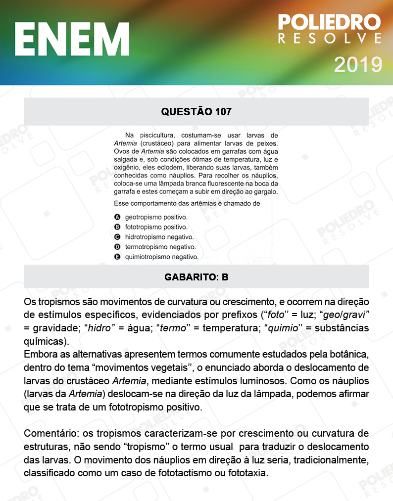 Questão 107 - 2º DIA - PROVA AZUL - ENEM 2019