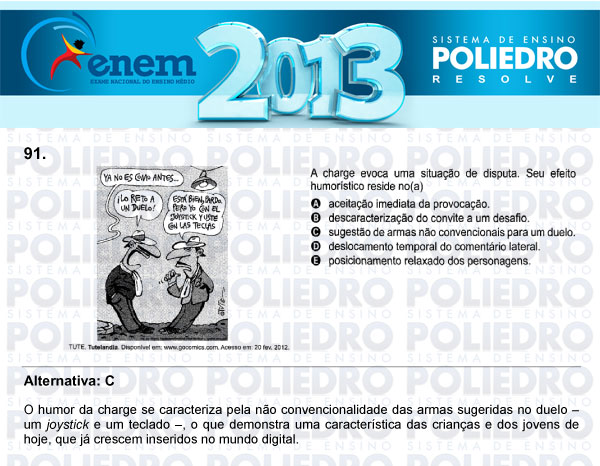 Questão 91 - Domingo (Prova Cinza) - ENEM 2013
