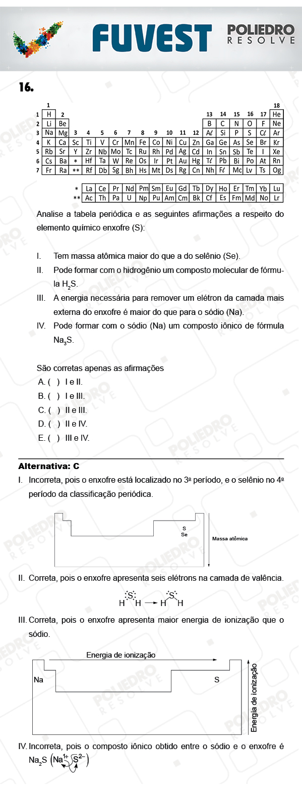 Questão 16 - 1ª Fase - PROVA V - FUVEST 2018