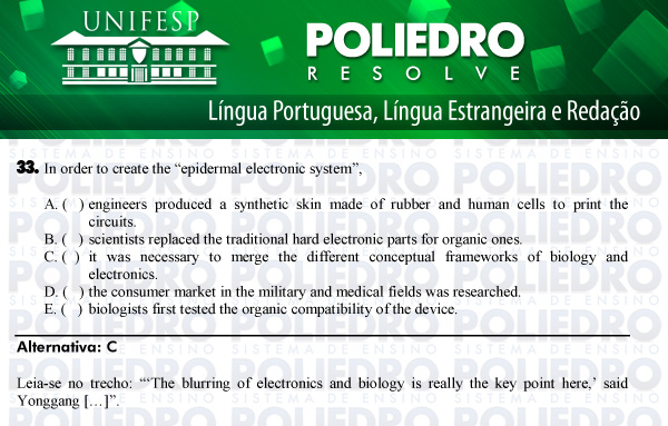 Questão 33 - Línguas - UNIFESP 2012