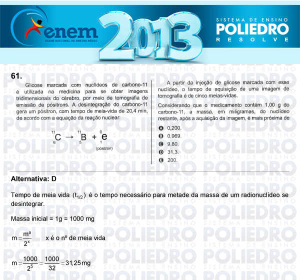 Questão 61 - Sábado (Prova Amarela) - ENEM 2013