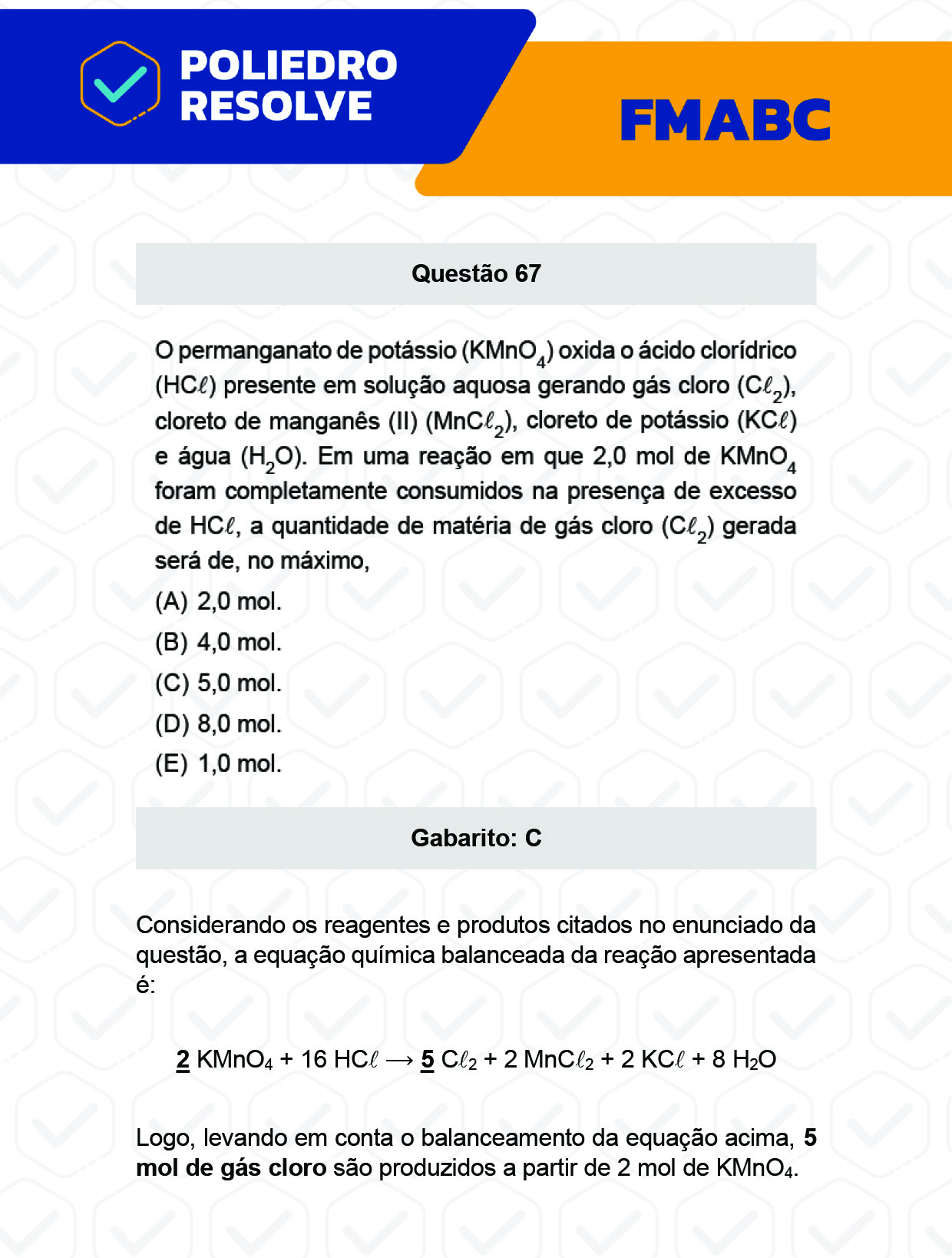 Questão 67 - Fase única - FMABC 2023