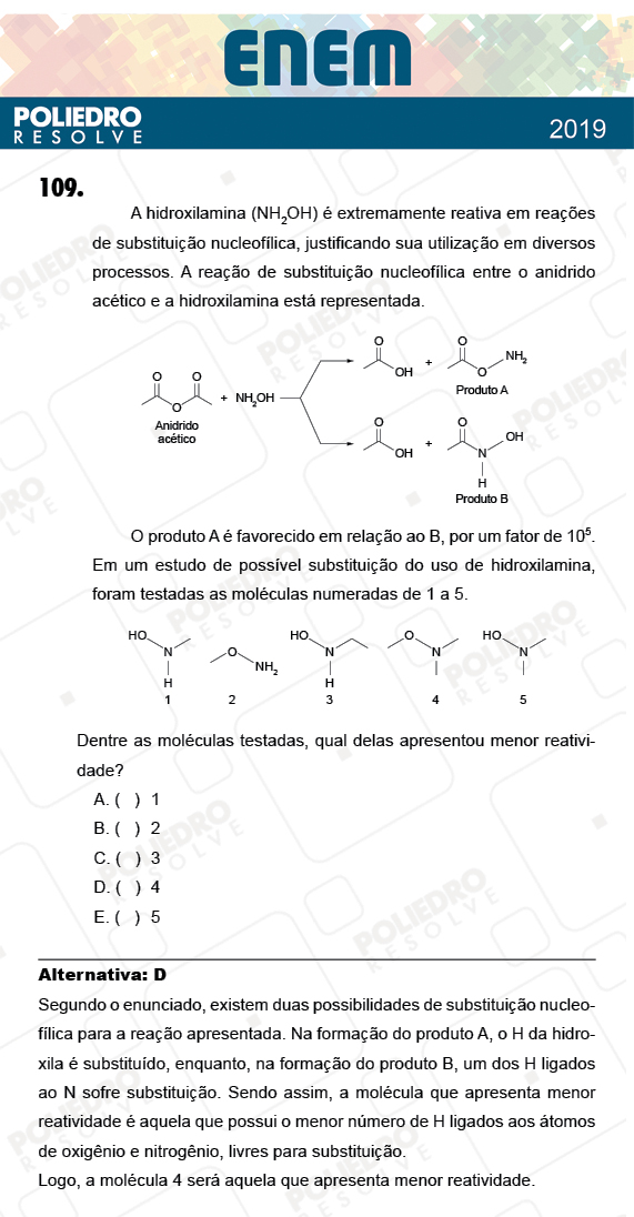 Questão 109 - 2º Dia - Prova AZUL - ENEM 2018