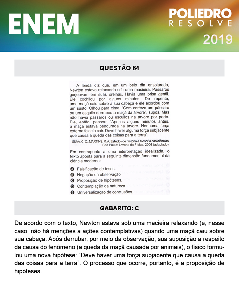 Questão 64 - 1º DIA - PROVA AZUL - ENEM 2019