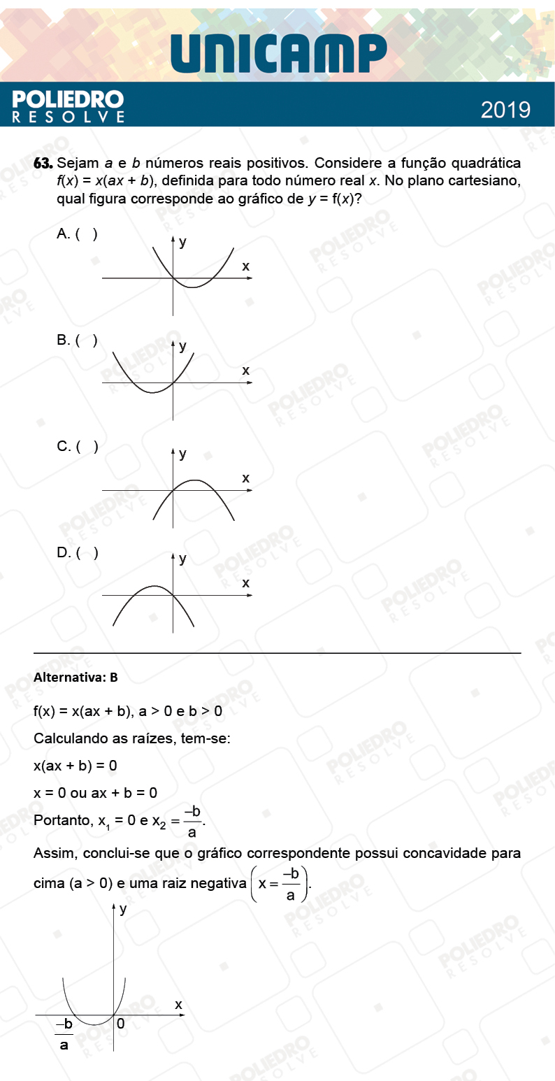 Questão 63 - 1ª Fase - PROVA Q e X - UNICAMP 2019