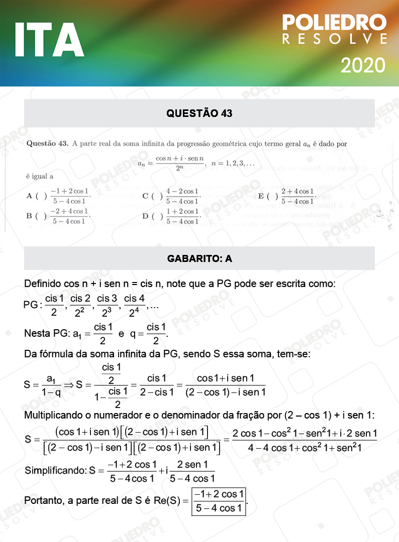 Questão 43 - 1ª Fase - ITA 2020