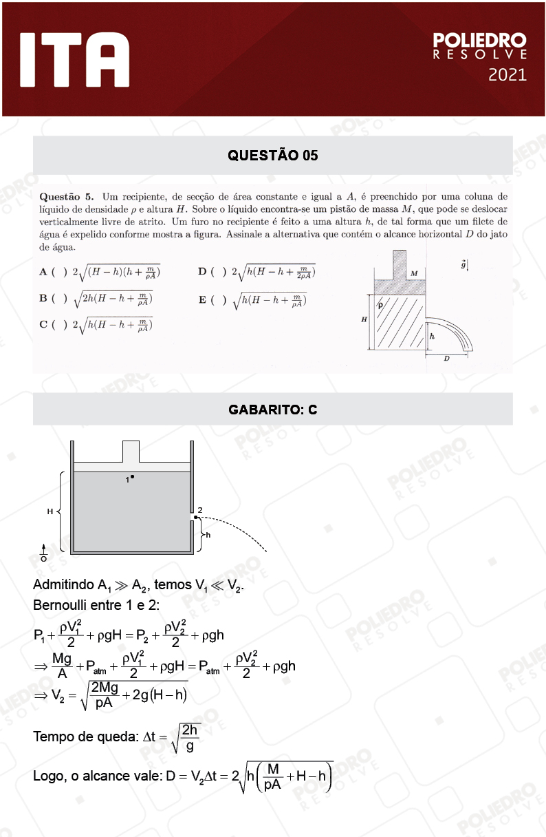 Questão 5 - 1ª Fase - ITA 2021