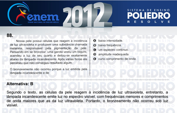 Questão 88 - Sábado (Prova azul) - ENEM 2012