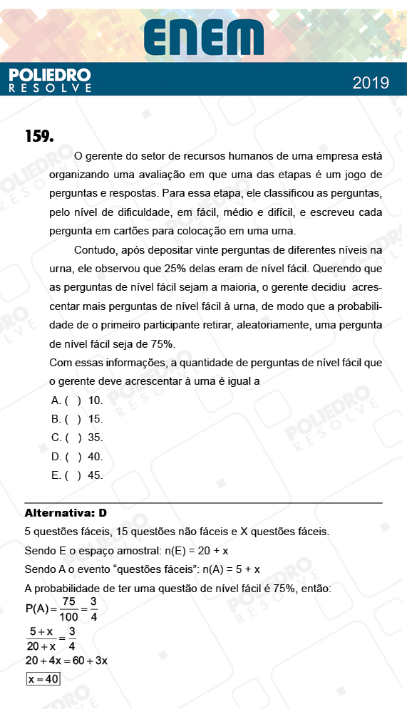 Questão 159 - 2º Dia - Prova CINZA - ENEM 2018