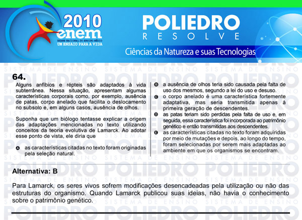 Questão 64 - Sábado (Prova azul) - ENEM 2010