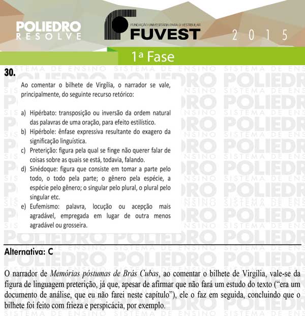 Questão 30 - 1ª Fase - FUVEST 2015