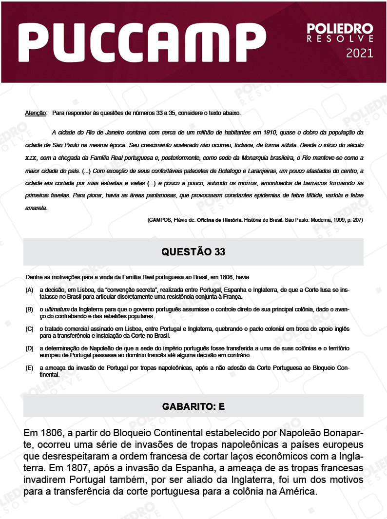 Questão 33 - Demais Cursos - PUC-Campinas 2021