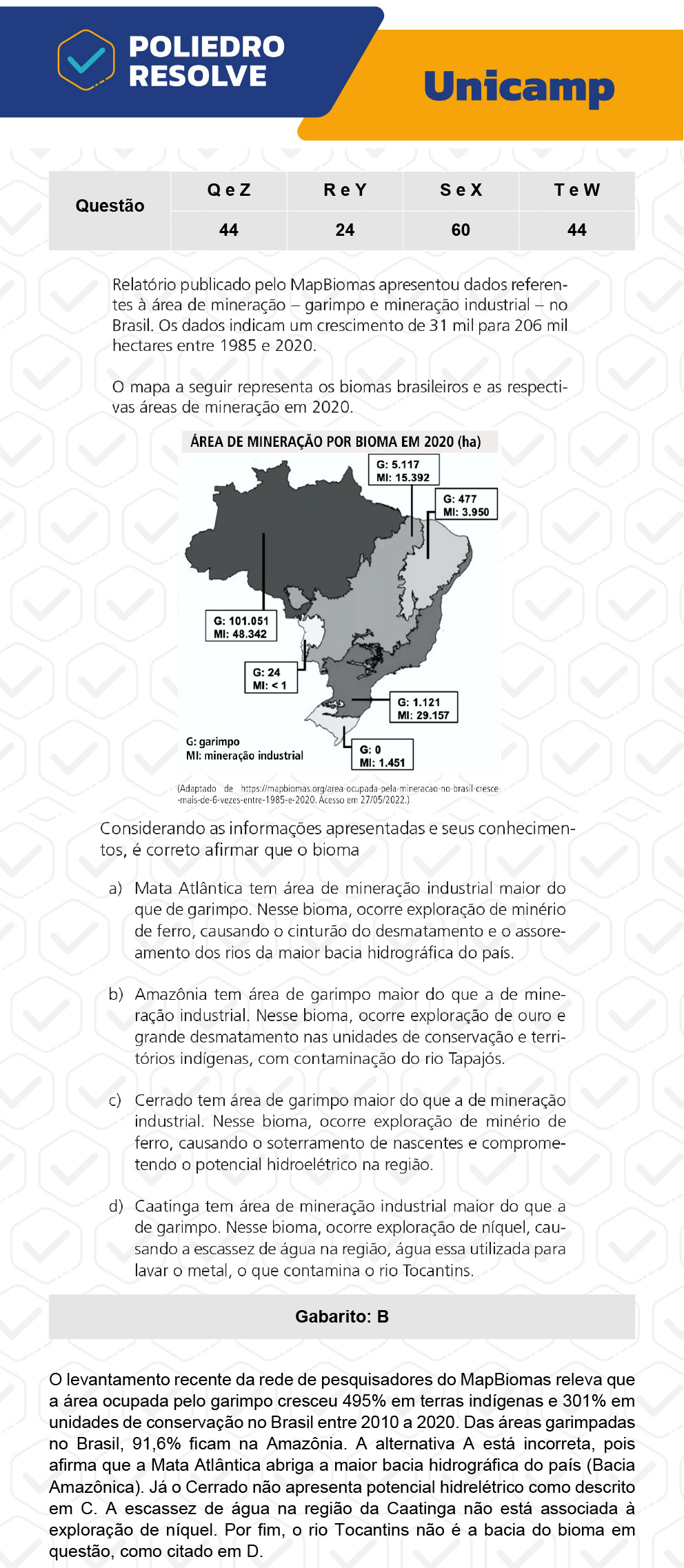 Questão 44 - 1ª Fase - 1º Dia - Q e Z - UNICAMP 2023