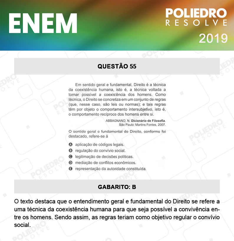 Questão 55 - 1º DIA - PROVA BRANCA - ENEM 2019