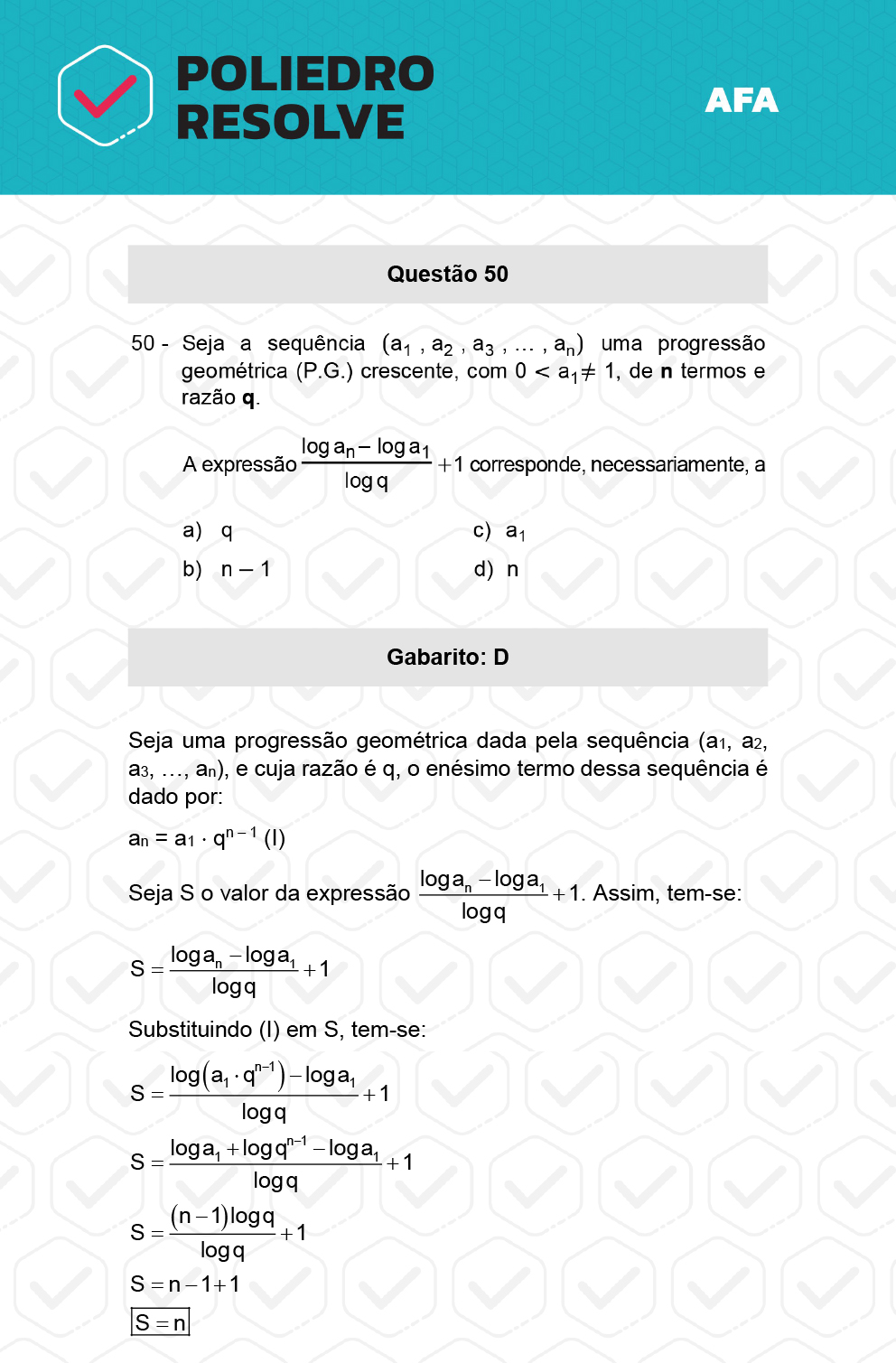 Questão 50 - Prova Modelo A - AFA 2023