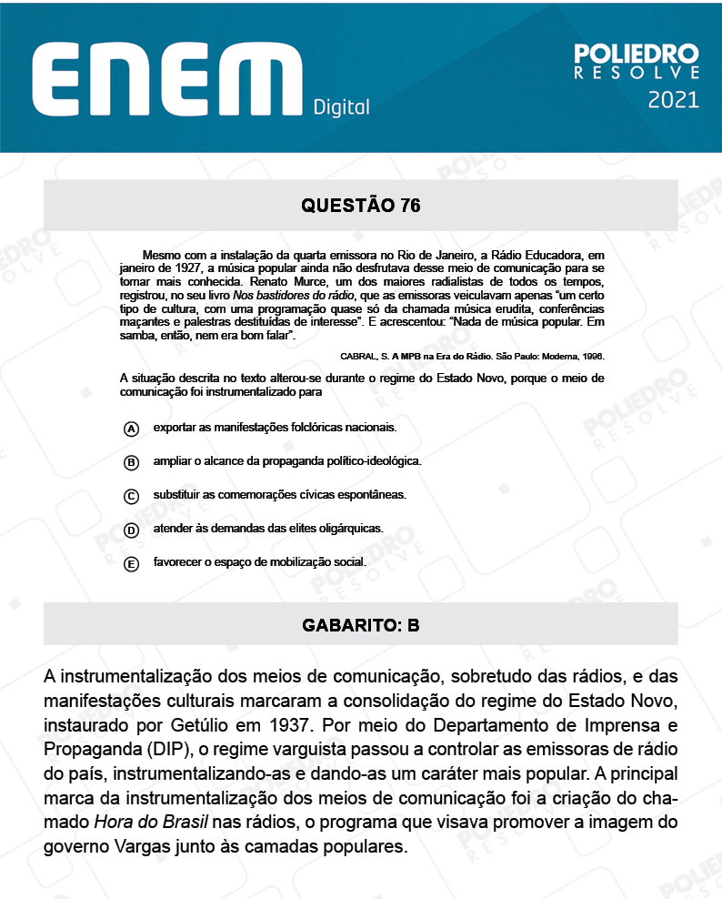 Questão 76 - 1º Dia - Prova Amarela - Espanhol - ENEM DIGITAL 2020