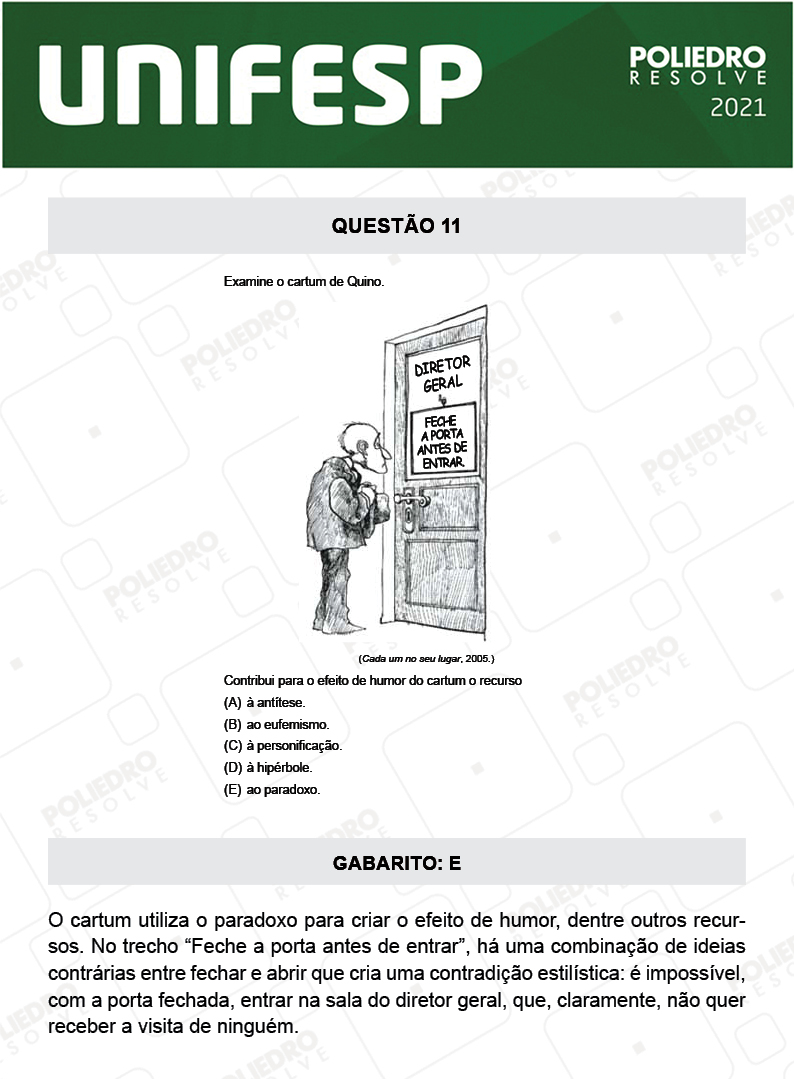 Questão 11 - Fase única - 1º Dia - UNIFESP 2021