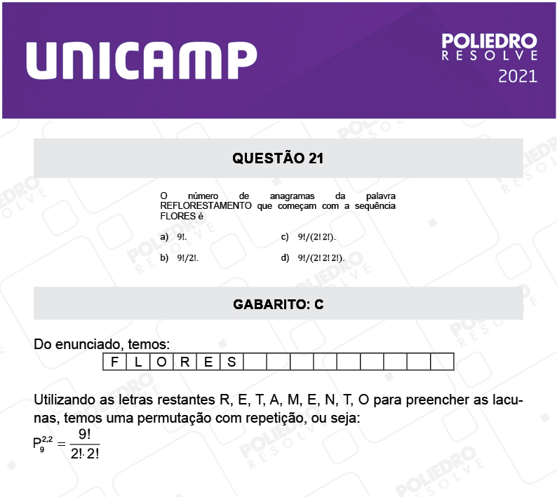 Questão 21 - 1ª Fase - 1º Dia - E e G - UNICAMP 2021