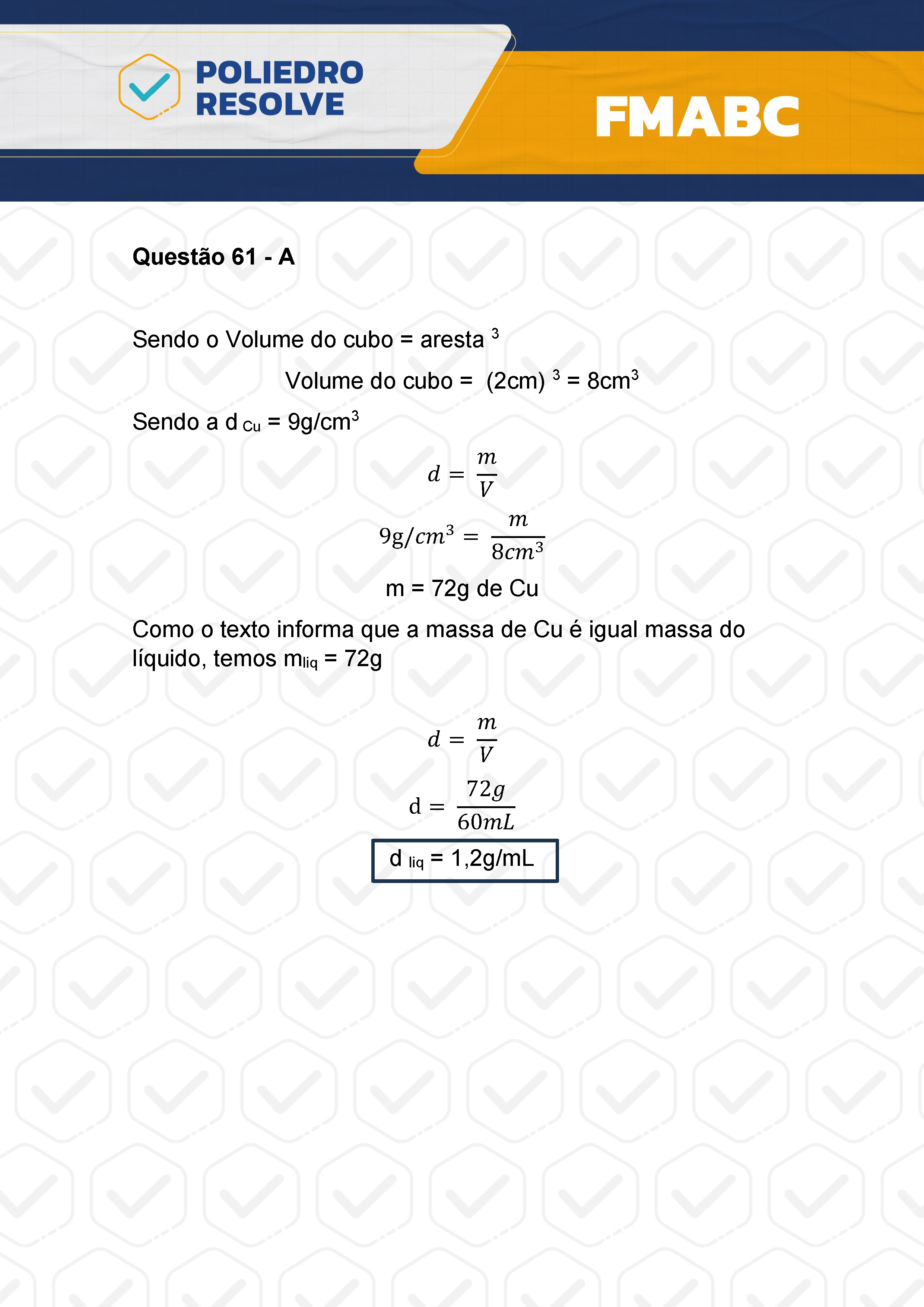 Questão 61 - Fase única - FMABC 2024