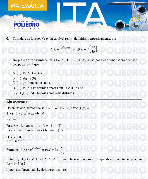 Questão 6 - Matemática - ITA 2013