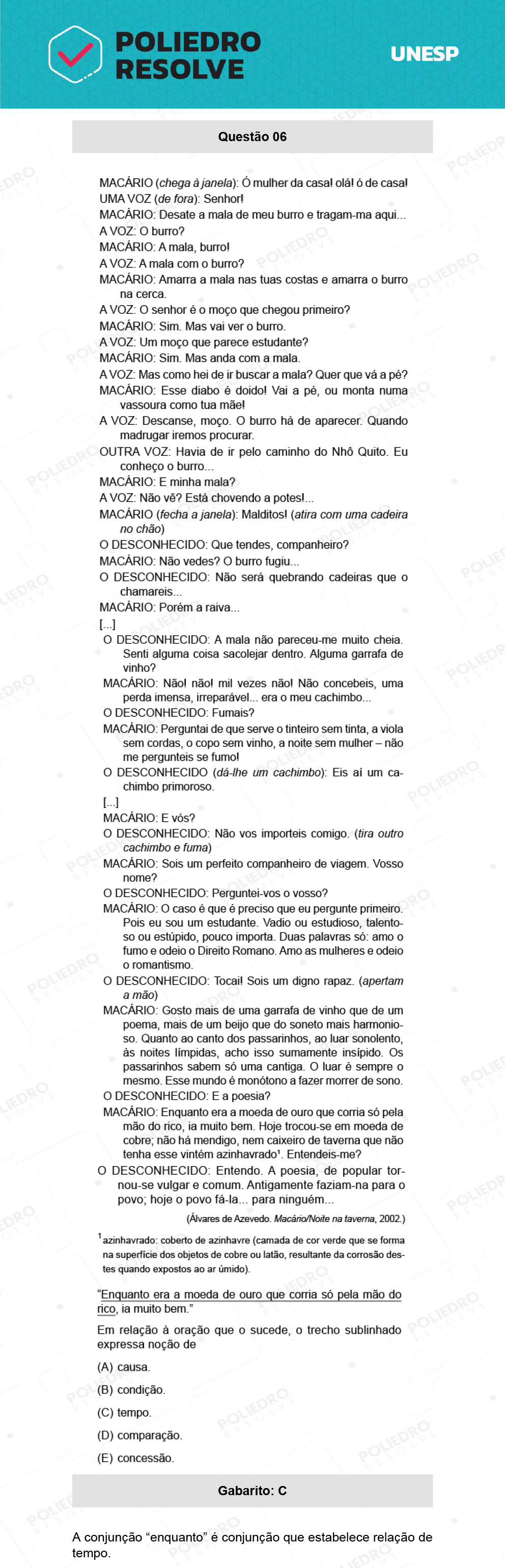 Questão 6 - 1ª Fase - Ext / Hum - UNESP 2022