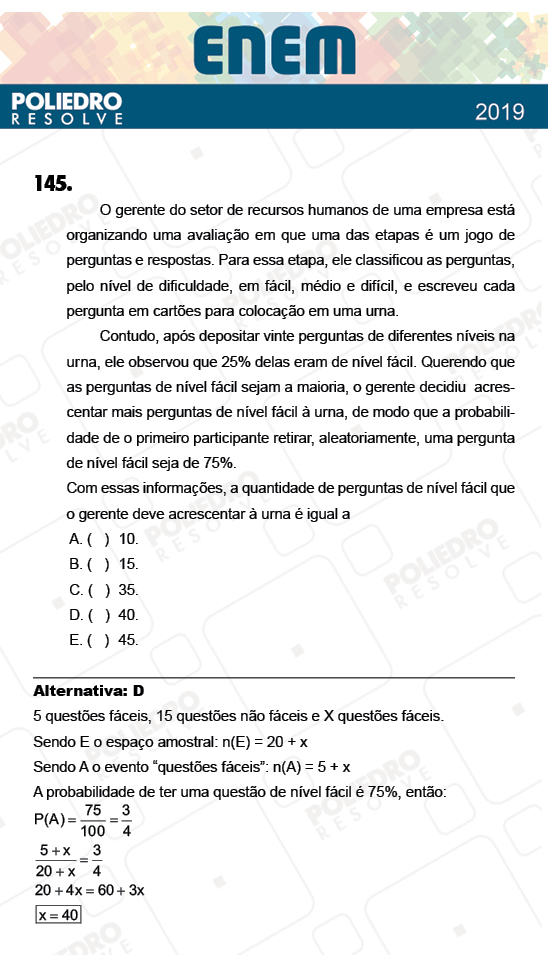 Questão 145 - 2º Dia - Prova ROSA - ENEM 2018