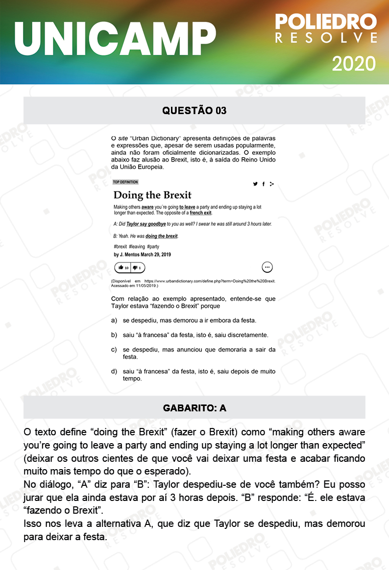 Questão 3 - 1ª Fase - Prova Q e X - UNICAMP 2020