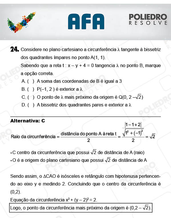 Questão 24 - Prova Modelo A - AFA 2018