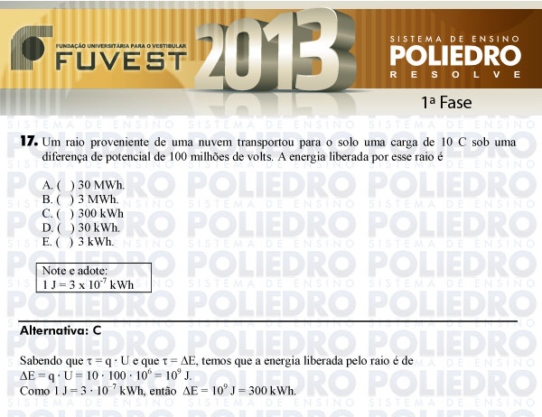 Questão 17 - 1ª Fase - FUVEST 2013