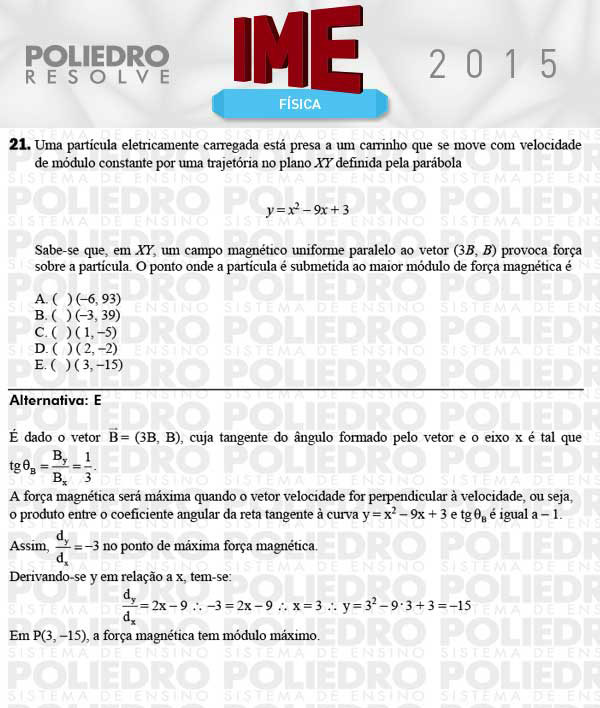 Questão 21 - Objetiva - IME 2015