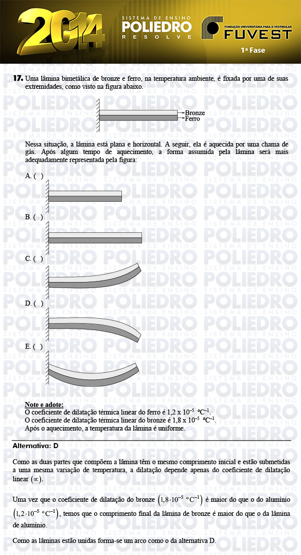 Questão 17 - 1ª Fase - FUVEST 2014
