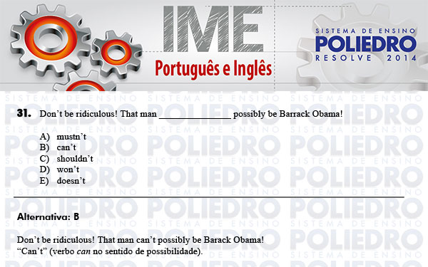 Questão 31 - Português e Inglês - IME 2014