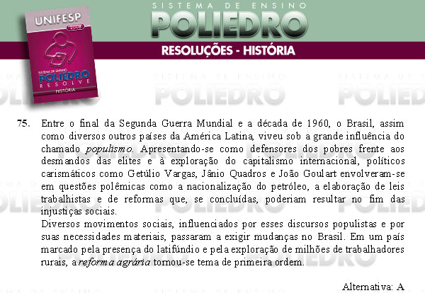 Questão 75 - Conhecimentos Gerais - UNIFESP 2008