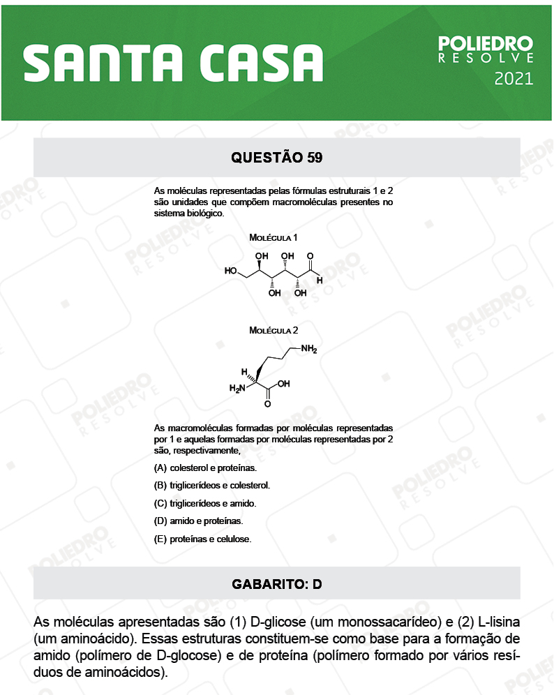 Questão 59 - 1º Dia - SANTA CASA 2021