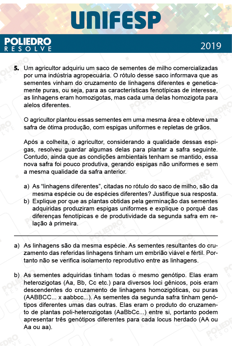 Dissertação 5 - Fase única - 2º Dia - UNIFESP 2019