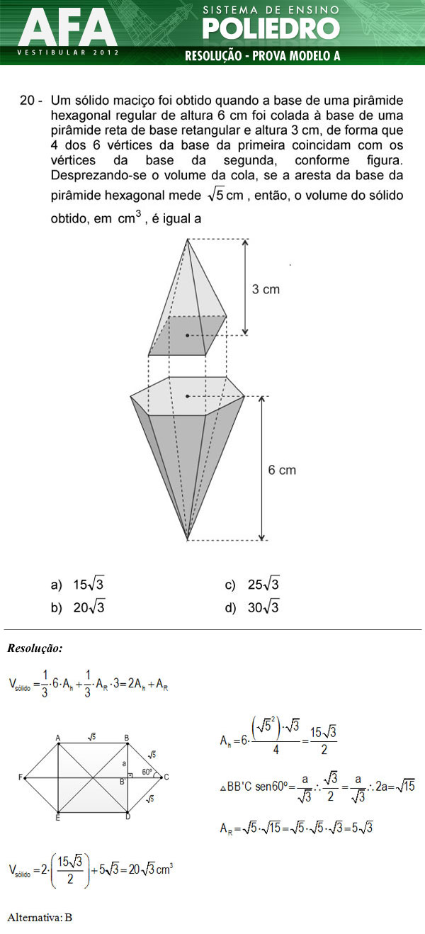 Questão 20 - Prova Modelo A - AFA 2012