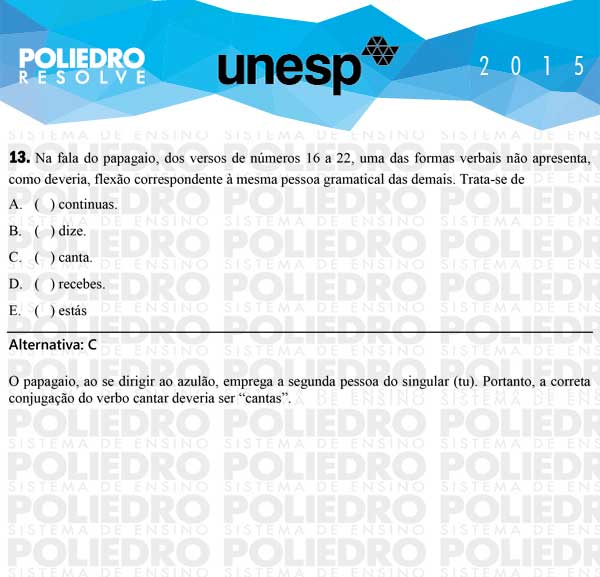 Questão 13 - 1ª Fase - UNESP 2015