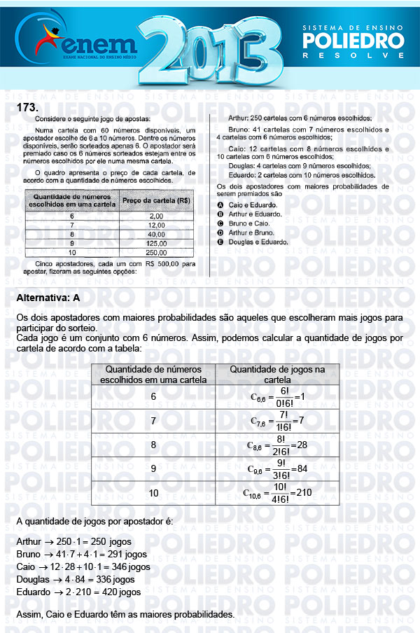 Questão 173 - Domingo (Prova Cinza) - ENEM 2013