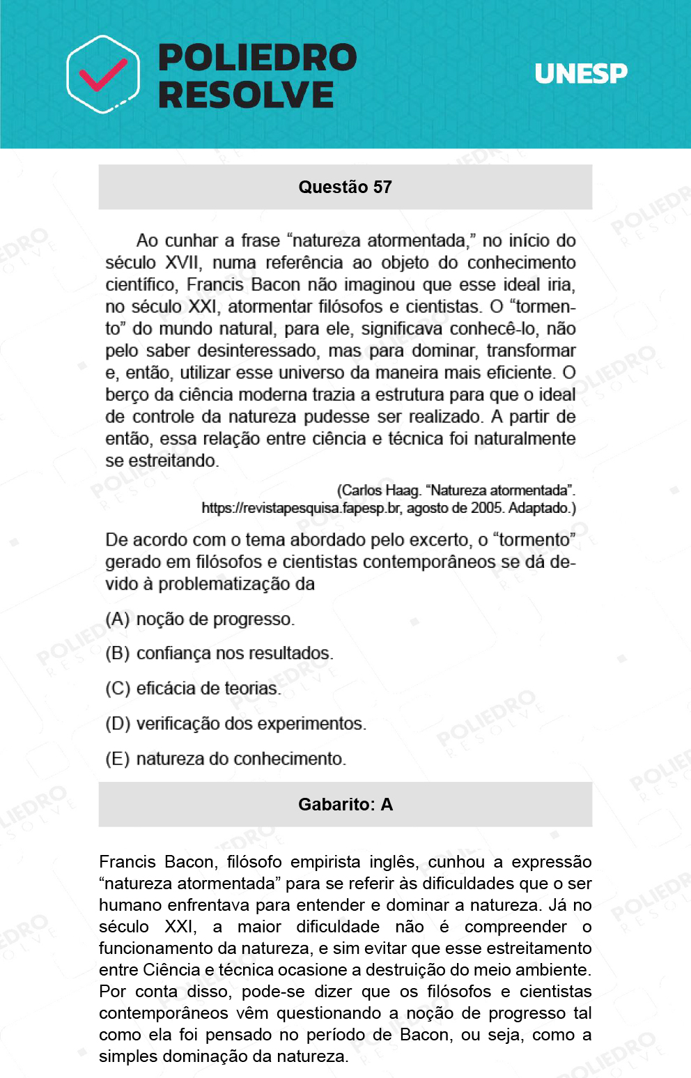 Questão 57 - 1ª Fase - Ext / Hum - UNESP 2022