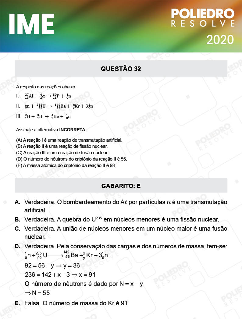 Questão 32 - 1ª Fase - IME 2020