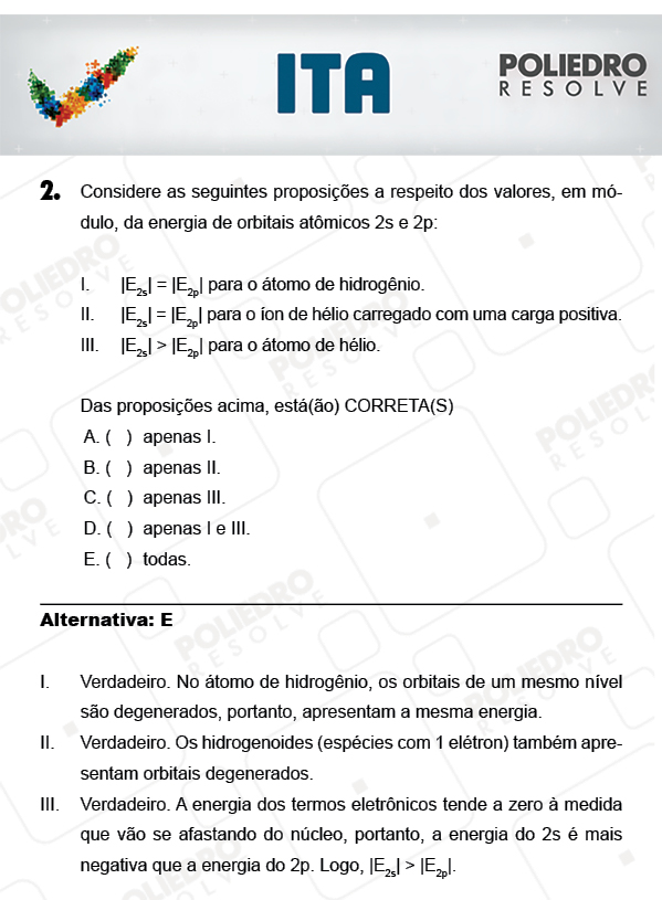 Questão 2 - Química - ITA 2018