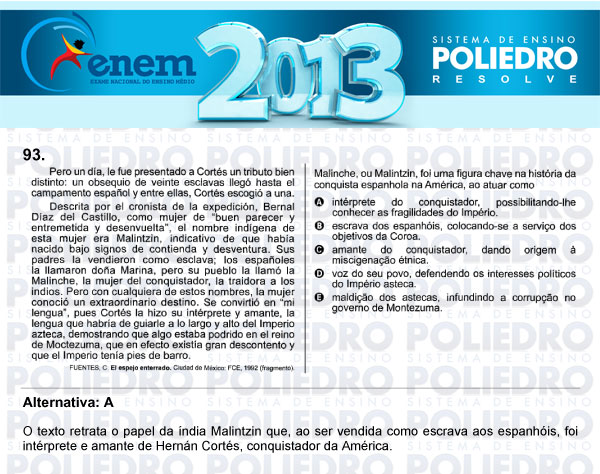 Questão 93 - Domingo (Prova Cinza) - ENEM 2013