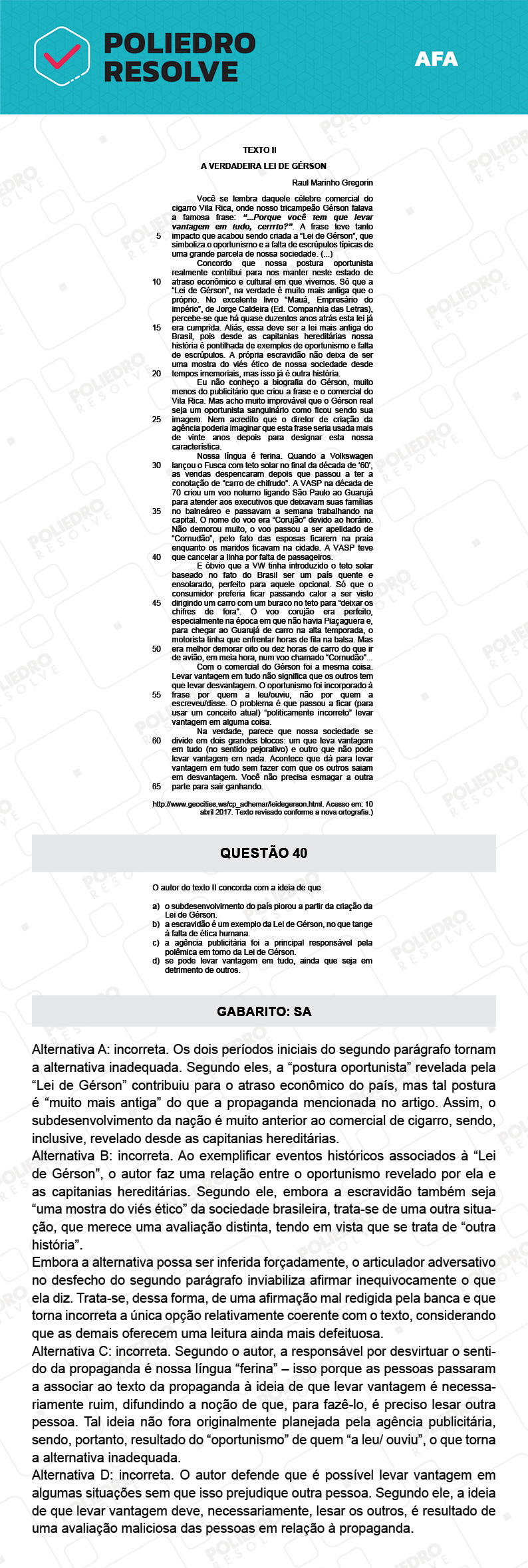 Questão 40 - Prova Modelo A - AFA 2022